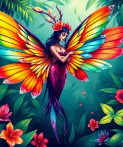 Tropical Winged Forest Nymph Paint By Numbers