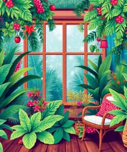 Tropical Winter Fern Room Paint By Numbers