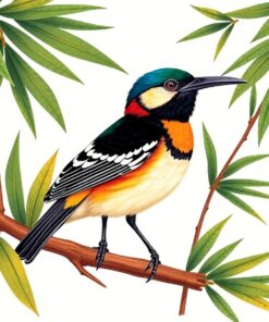Tropical Woodblock Bamboo Bird Paint By Numbers
