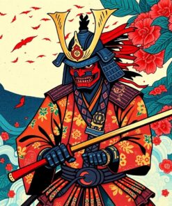 Tropical Woodblock Samurai Clash Paint By Numbers
