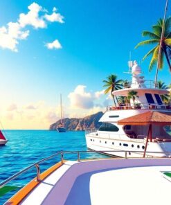 Tropical Yacht Ocean View Paint By Numbers