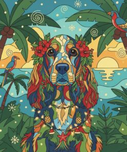 Tropical Yule Spaniel Portrait Paint By Numbers