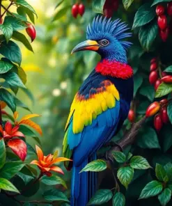 Turaco Among Tropical Vines paint by numbers