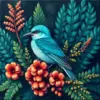 Turquoise Bird Vintage Fronds Paint By Numbers