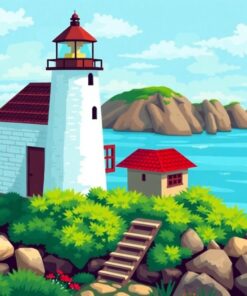Turquoise Lighthouse Keeper Retreat Paint By Numbers