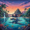 Twilight Lagoon Seaplane Paint By Numbers