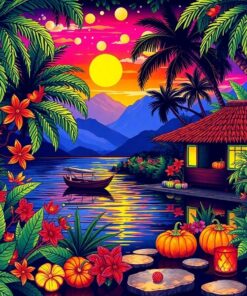 Twilight Tropical Thanksgiving Paint By Numbers