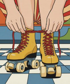 Tying Vintage Yellow Skates Paint By Numbers