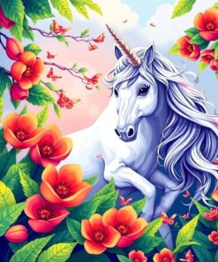 Unicorn Beneath Wild Papayas Paint By Numbers