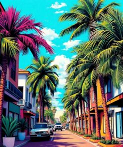 Urban Faded Vintage Palms Paint By Numbers