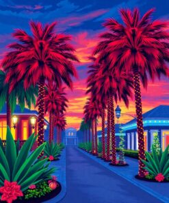 Palms Dusk Paint Numbers