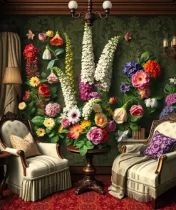Victorian Parlor Botanical paint by numbers