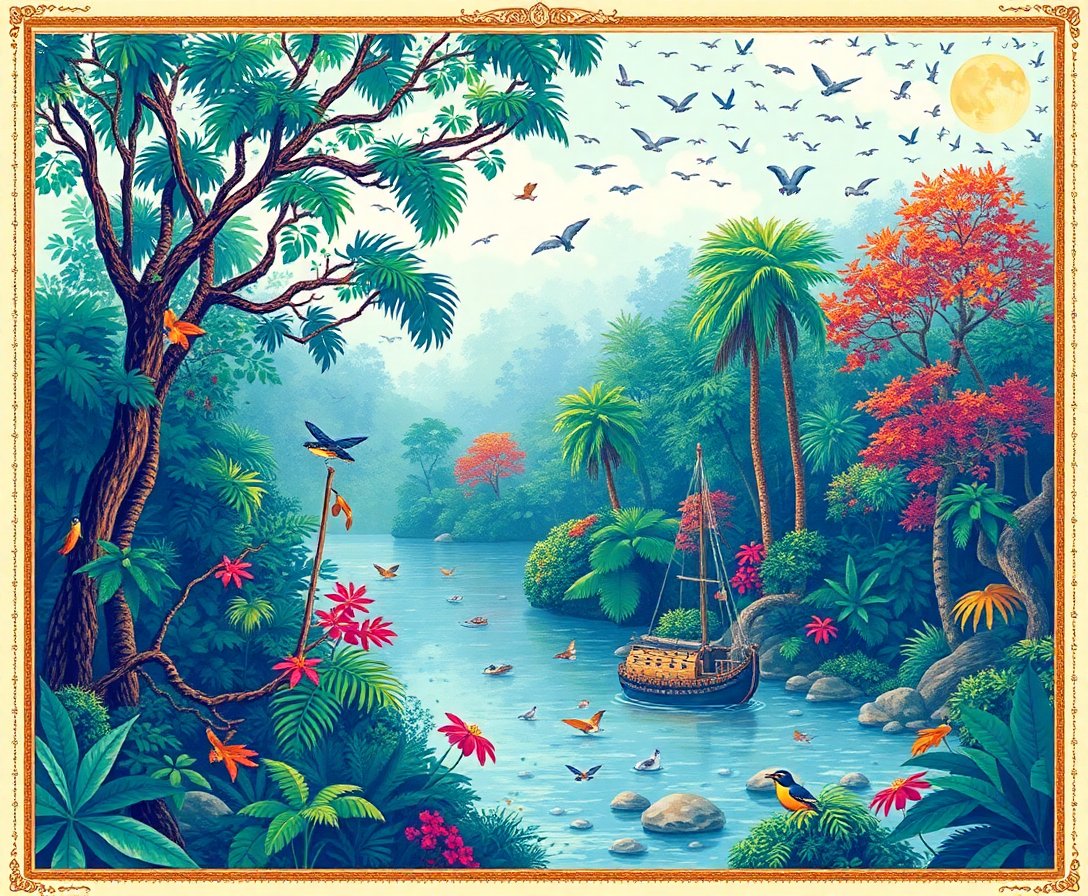 Victorian Rainforest Navigation Chart Paint By Numbers Kit completed