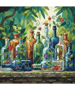 Vines Reclaiming Vintage Bottles Paint By Numbers