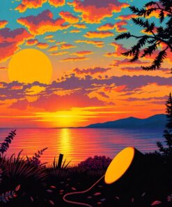 Vintage Acoustic Sunset Poster Paint By Numbers