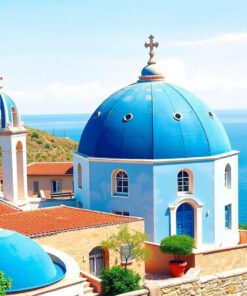 Vintage Aegean Blue Dome Paint By Numbers