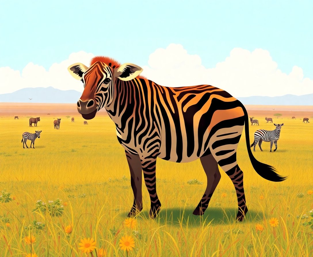 Vintage African Plains Wildlife Paint By Numbers Kit completed