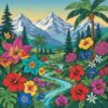 Vintage Alpine Tropical Blooms Paint By Numbers