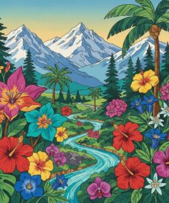 Vintage Alpine Tropical Blooms Paint By Numbers