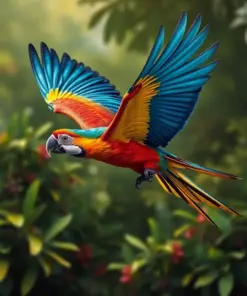 Vintage Amazon Macaw Flight Paint By Numbers