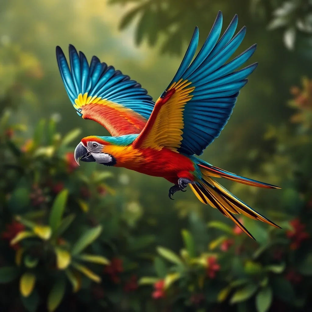 completed artwork display Vintage Amazon Macaw Flight Paint By Numbers