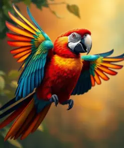 Vintage Amazon Macaw Flight paint by numbers