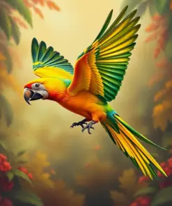 Vintage Amazon Parrot Flight Paint By Numbers