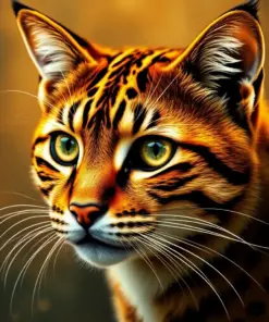 Vintage Amber Feline Gaze Paint By Numbers