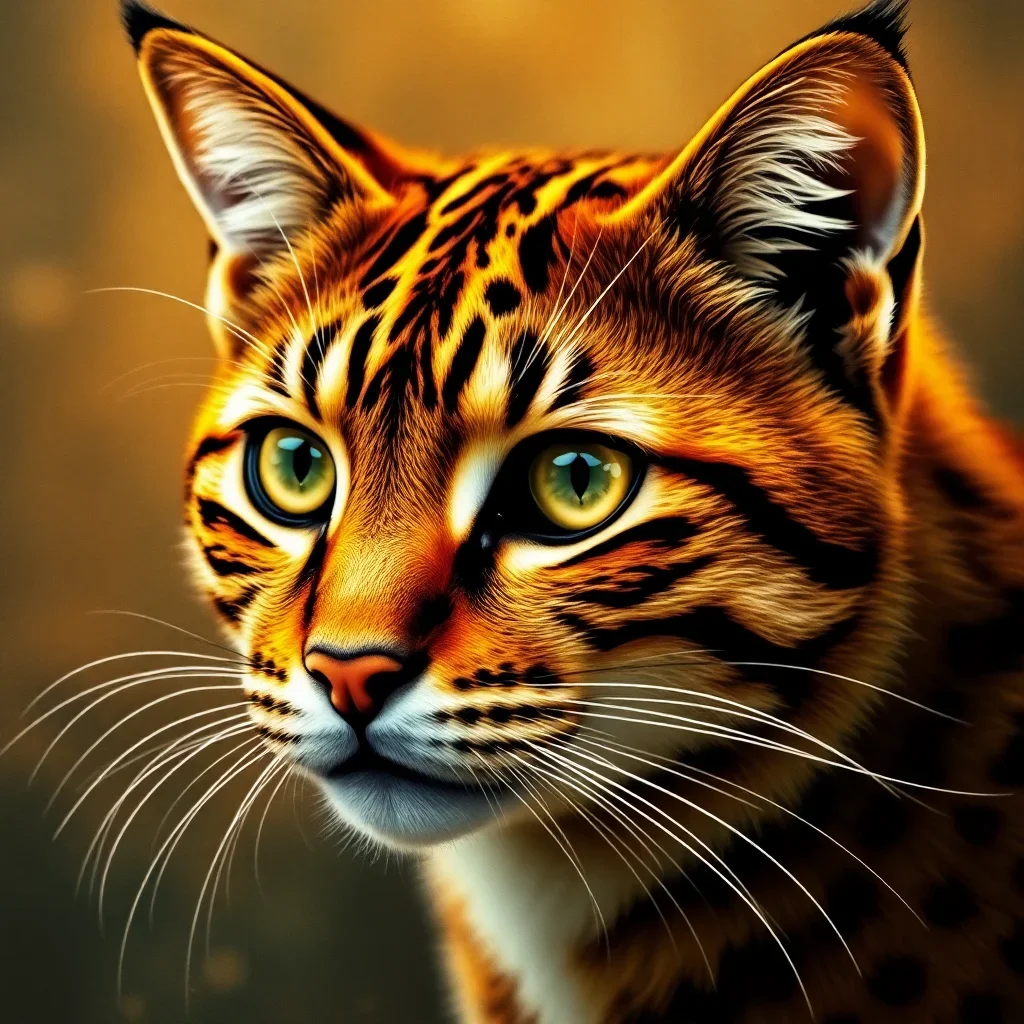 Vintage Amber Feline Gaze paint by numbers kit completed