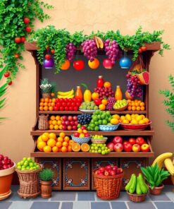 Vintage Andalusian Fruit Stand Paint By Numbers