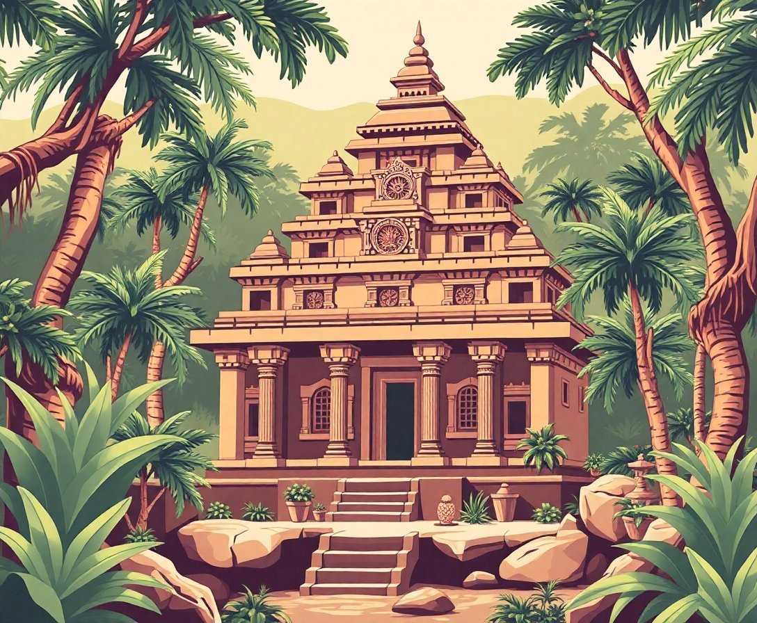 Vintage Andean Jungle Temple Paint By Numbers Kit - Sepia completed