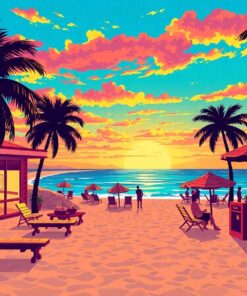 Vintage Arcade Beach Sunset Paint By Numbers