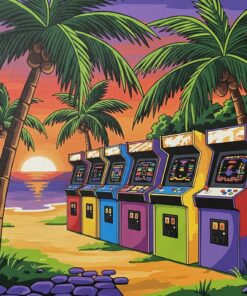 Vintage Arcade Under Palms Paint By Numbers