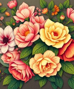 Vintage Art Nouveau Blooms Paint By Numbers