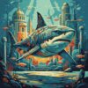 Vintage Atlantis Shark Guardian Paint By Numbers