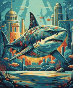 Vintage Atlantis Shark Guardian Paint By Numbers