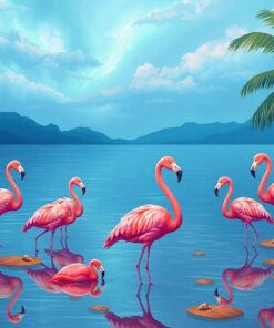 Vintage Aurora Flamingo Lagoon Paint By Numbers