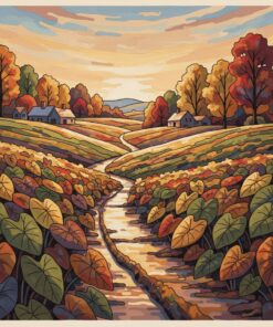 Vintage Autumn Taro Fields Paint By Numbers