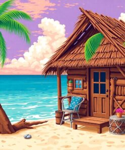 Vintage Bahama Driftwood Hut Paint By Numbers