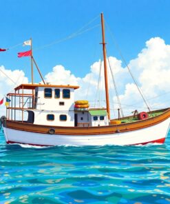 Vintage Bahamian Fishing Ketch Paint By Numbers