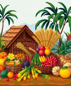 Vintage Balinese Harvest Offering Paint By Numbers