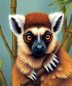 Vintage Bamboo Lemur Paint By Numbers