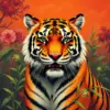 Vintage Bamboo Tiger Gaze paint by numbers