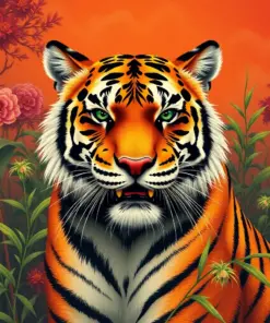 Vintage Bamboo Tiger Gaze paint by numbers
