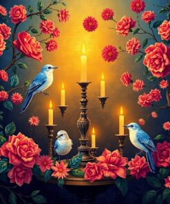 Vintage Baroque Aviary Candlelight Paint By Numbers