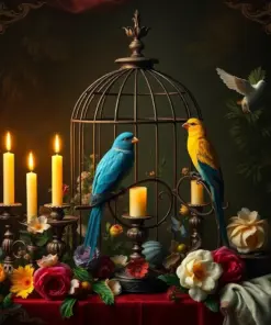 Vintage Baroque Aviary Candlelight Paint By Numbers