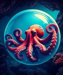 Vintage Bathysphere Octopus Encounter paint by numbers