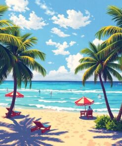 Vintage Bay Palm Shadows Paint By Numbers