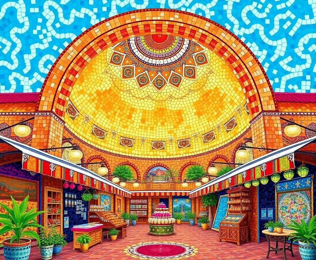 Vintage Bazaar Dome Mosaics Paint By Numbers Kit completed