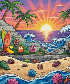 Vintage Beach Gaming Graffiti Paint By Numbers